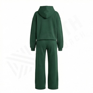 Conjunto Deportivo Corto con Capucha para Mujer, Logotipo Personalizado, Sexy, Holgado, Top Corto, Pantalones Deportivos, Informal, Invierno, 100% Algodón, Fitness - Product Image 2
