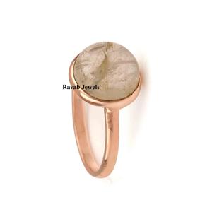 2025 RJR0227 mujeres estilo clásico 925 plata esterlina bisel ajuste piedra preciosa anillo Natural oro rutilo cuarzo chapado en oro rosa - Product Image 4