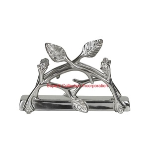 Porte-serviettes en métal argenté Conception de branche de feuille pour Table à manger Support de mouchoirs de cuisine moderne Décoratif Restaurant Hôtel Service - Product Image 6