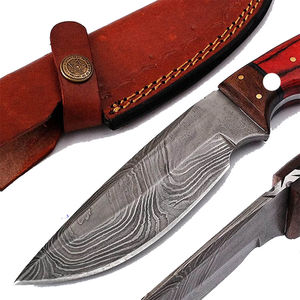มีดสกินเนอร์เหล็กดามัสกัสทำมือแบบกำหนดเองของ Burraq OEM พร้อมด้ามไม้เรซิ่น ปลอกหนัง ของขวัญที่สมบูรณ์แบบสำหรับการตั้งแคมป์และการล่าสัตว์ - Product Image 3