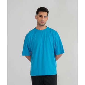 Camiseta básica de algodón 100% de gran tamaño para hombre, cuello redondo cómodo con hombros caídos, camiseta de talla grande para verano - Product Image 3