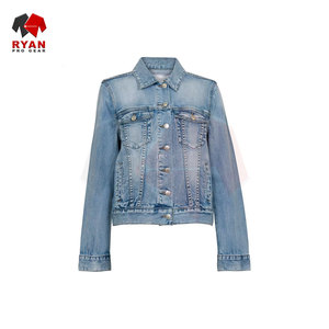 Veste en jean pour femmes, OEM ODM, logo personnalisé, veste en jean bleu en coton de qualité supérieure, fournisseur en gros - Product Image 1