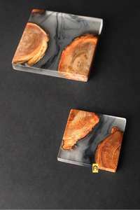 Posavasos de madera de nogal de resina SCRATCHES para el hogar, posavasos de madera de resina epoxi, posavasos de lujo personalizado para bebidas - Product Image 2