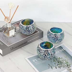 Support artistique de lumière de thé de mosaïque avec la conception en verre réfléchissante multicolore support classique de lumière de thé de mosaïque pour la Table à manger - Product Image 2