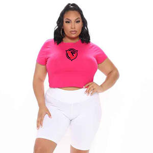 Camisa recortada ecológica de verano 2025 para mujer, cuello alto de punto de manga corta con cuello redondo, Top corto personalizado - Product Image 3