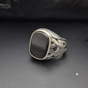 Vintage 925 Silver <b>Mens</b> <b>Ring</b> Black Agate Gemstone Antique Turkish Ottoman Style Engraved Luxury Jewelry Handcrafted for <b>Men</b> - Product Image 3