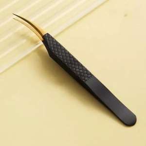 Black Stainless Steel Professional Eyelash Tweezers High Perfect Grip for Volume Eyelash Printing Extension Grafting Makeup - Product Image 3