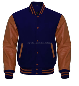 Veste universitaire d'hiver pour homme de haute qualité, veste de baseball, bomber, polaire, cuir PU enduit, col montant, coupe-vent, chauffée, vente en gros - Product Image 4