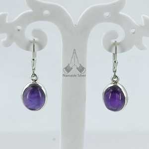 Pendientes Colgantes de Plata con Amatista Ovalada, Joyería Artesanal con Piedras Preciosas, Regalo de Oro para Ella en Navidad, San Valentín, Cumpleaños o Aniversario - Product Image 6