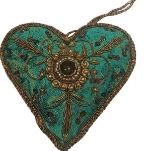 Árbol del Festival de Navidad y artículo decorativo para el hogar de bordado de Zari dorado con diseño de forma de corona de trabajo con cuentas adorno colgante - Product Image 2