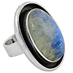 925 <b>Silver</b> <b>Boho</b> Statement <b>Ring</b> for Women Handmade Geometry Oval Cut Topaz Moonstone Jewelry Gift - Product Image 2
