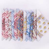 Bandana en coton tissé réutilisable à motif géométrique floral, écharpe douce, respirante, écologique, style vintage d'été, imprimé à la main pour le visage