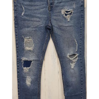 Erkek Orta Vintage Sokak Modası Günlük 11.oz Denim 5 Cepli Yıpratılmış Yıkama Pamuklu Spandeks İşlemeli Arka Cepli Düz Paça Kot Pantolon