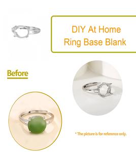 Base de Anillo Ovalada de Plata de Ley 925 con Baño de Oro Vintage para Piedras Cabujón, Ideal para Bodas y Aniversarios - Product Image 2