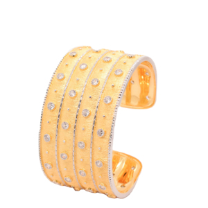 LAVINA Elegant Vintage Gold Plated 925 <b>Silver</b> Cubic Zirconia Royal Cuff <b>Bangle</b> Bracelet <b>for</b> <b>Women</b> - Product Image 1