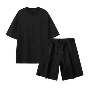 Ropa activa pantalones cortos de algodón de verano para hombre y trajes de camiseta 2023 unisex jogging 2 piezas casual ropa de playa conjuntos cortos - Product Image 4