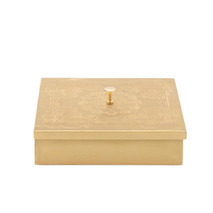 Boîte à épices carrée en laiton vintage, multi-compartiments, masala dabba pour la cuisine, vente en gros - Product Image 1