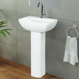 อ่างล้างมือเซรามิกแบบมีฐานอ่างล้างมือดีไซน์ทันสมัยราคาไม่แพงสำหรับโรงแรมวิลล่าหรืออ่างล้างหน้า - Product Image 2