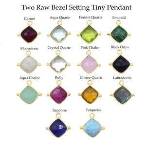 Charme coussin en quartz aqua, deux bézels Rawa, petit pendentif, pierre précieuse facettée, pierre de naissance pour bijoux DIY - Product Image 6