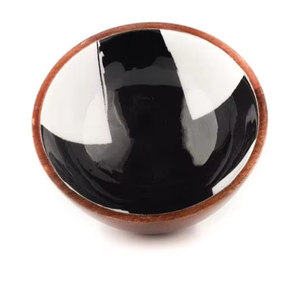 Ensaladera de madera ecológica hecha a mano de primera calidad con diseño impreso en esmalte y a juego, perfecta para cenas de lujo y juegos de regalo - Product Image 1