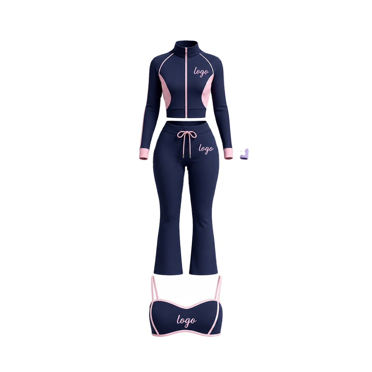 Custom logo Women 3 Piece Set Lounge Wear Women Set Workout Fitness Three Pieces Leggings Outfits Yoga Jacket Hoodie 2026