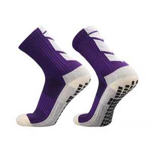 Chaussettes de sport montantes pour jeunes athlètes 100 % coton écologiques pour la saison automne, multicolores, antidérapantes, avec logo personnalisé sur le bord - Product Image 2