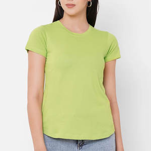 T-shirt d'été décontracté à manches courtes pour femme, imprimé à carreaux, avec logo personnalisé, écologique, 100 % coton, extensible dans les 4 sens, séchage rapide, haute qualité - Product Image 2