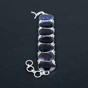 Pulsera delicada de piedra solar azul, pulsera hecha a mano de piedras preciosas de piedra solar brillante, joyería, pulsera de Color azul, regalo para ella, regalos para mamá - Product Image 3