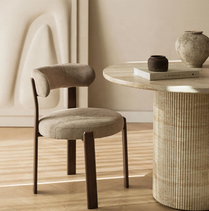Sedia da Pranzo Moderna ed Elegante in Tessuto Marrone Imbottito con Schienale Curvo e Gambe in Ferro per <span class=keywords><strong>Cucina</strong></span> e Sala da Pranzo - Product Image 6