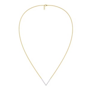 Collier en grappe de diamants de laboratoire coupe baguette et ronde Collier de mariage en diamant baguette style V Collier pour femme coupe ronde Eco - Product Image 2