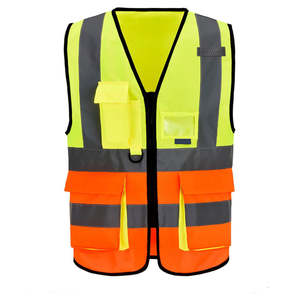Vêtements de travail haute visibilité personnalisés jaune/orange gilet réfléchissant pour la sécurité des travailleurs de la construction de la circulation avec logo - Product Image 2