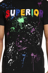 T-shirt à la mode avec logo personnalisé pour hommes, matériau 100% coton avec broderie en chenille et lettre à motif solide - Product Image 6