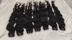 100% bon ondulé 100% indien Temple cheveux faisceau trame de cheveux humains armure Extensions de cheveux cuticules alignés non transformés - Product Image 6