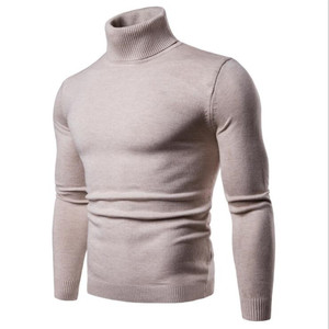 Pulls thermiques ajustés pour hommes sur mesure, pull à col roulé côtelé chaud pour hommes, vente en gros, tricot à col montant pour hommes - Product Image 5