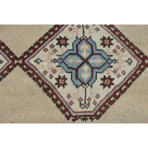 Vintage Rug, 3.5x10.9 ft Turkish Rug, <b>Brown</b> Blue Floral <b>Wool</b> Rug - Product Image 5