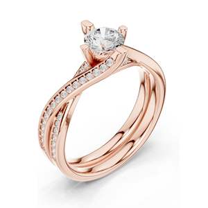 Bague pour femme avec diamant de laboratoire rond brillant de 0,936 CT, accent pavé, clarté VVS-VS EF, or 18 carats, 14 carats, 10 carats et argent 925 - Product Image 4