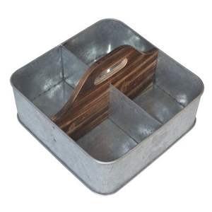 Decorative Galvanized Caddy With Multiple Compartments Ideal For Holiday Dining Table Setup Holding <b>Utensils</b> Napkins - Product Image 5