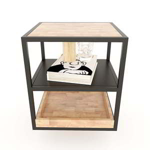 3-Tier Standing Type <b>Bedside</b> <b>Shelf</b> with Iron Frame Rubberwood Material for Home Storage and Spice Organization TDG68031 - Product Image 1