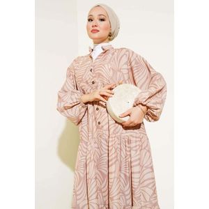 Robe décontractée à la cheville élastique à motifs en vison - Product Image 1