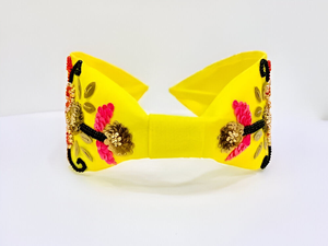 Handmade Yellow <b>Floral</b> Embroidery Hairband Sequins Beaded <b>Accessory</b> for Women Girls Colorful Fashion for Parties Customizable - Product Image 2