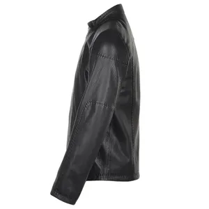 Chaqueta de cuero con cremallera estilo Vintage informal de primavera para hombre, prendas de vestir de motorista a la moda, abrigo con plumón y Material de tela - Product Image 5