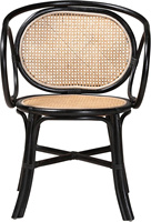 Silla de Comedor Moderna de Ratán Natural Baxton Studio Palesa, Negra, para Hogar, Oficina y Baño, Talla Única