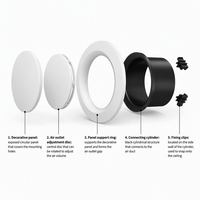 Diffuseur d'air circulaire de plafond pour ventilation CVC au design moderne, réglable, en ABS et aluminium, avec grille de sortie ronde