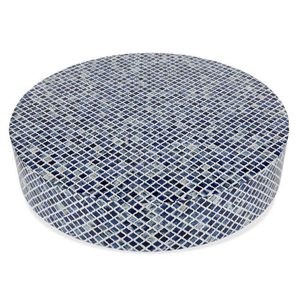 โต๊ะกาแฟสีขาวหรูหราทำด้วยมือพร้อมเฟอร์นิเจอร์ฝังกระดูกดีไซน์เรียบง่ายรูปทรงเรขาคณิต - Product Image 4