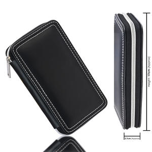 Étui à pince professionnel porte-pince à épiler pour cils artistes Extension de cils étui en cuir Pu fermeture à glissière centrale Double face - Product Image 2