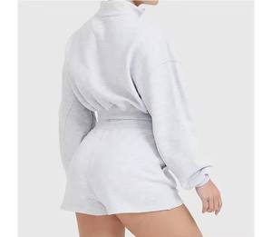2025 conception personnalisée vêtements de sport pour femmes mode décontracté hiver haut court à capuche et survêtements de survêtement tricotés - Product Image 4