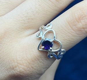 แหวนหัวใจแอเมทิสต์เงินสเตอร์ลิง925สินค้ามาใหม่ทำด้วยมือแหวนรักรูปหัวใจสำหรับงานแต่งงานและปาร์ตี้ - Product Image 3