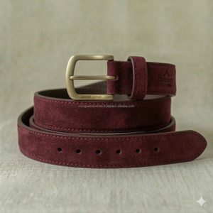 Cinturón de Cuero Genuino con Efecto Cocodrilo, Diseño Vintage, Hebilla de Cobre, Color Rojo Borgoña y Marrón, Grabado en Relieve, Suministro de Moda Premium B2B - Product Image 6