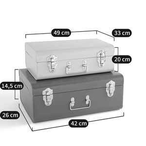 Industrial Iron <b>Storage</b> <b>Trunk</b> with Silver Hardware Heavy Duty Grey Metal Keepsake <b>Box</b> Decorative Trousseau Chest Tray - Product Image 1