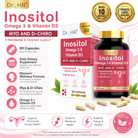 En stock : Capsules d'inositol avec 40 % de MYO et 10 % de D-Chiro, Omega-3, Vitamine D3 pour le soutien hormonal et ovarien, bien-être et énergie féminins